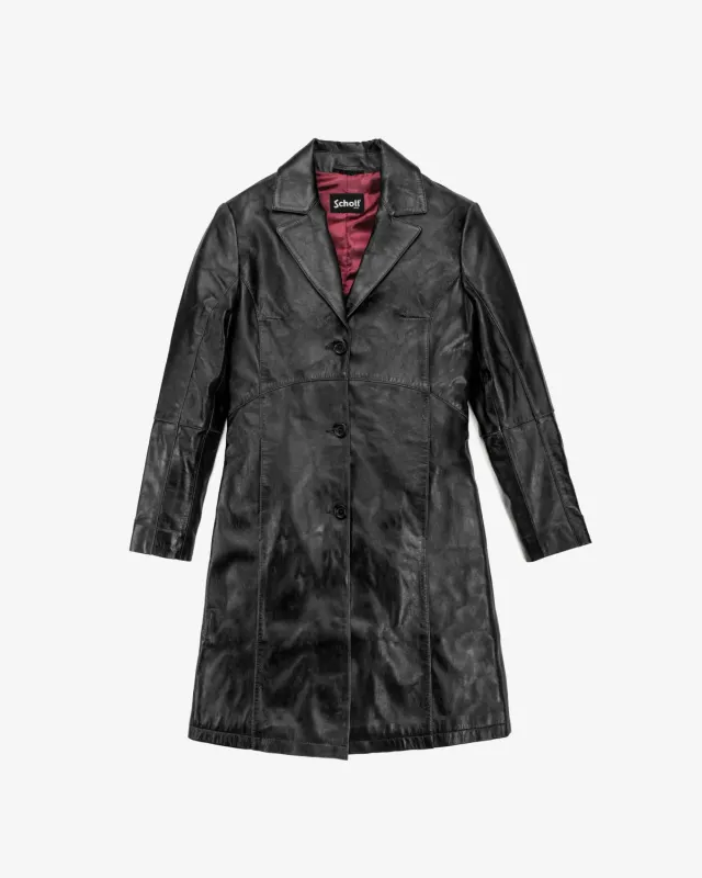 Schott NYC 2545W trenchcoat skinn svart tettsittende
