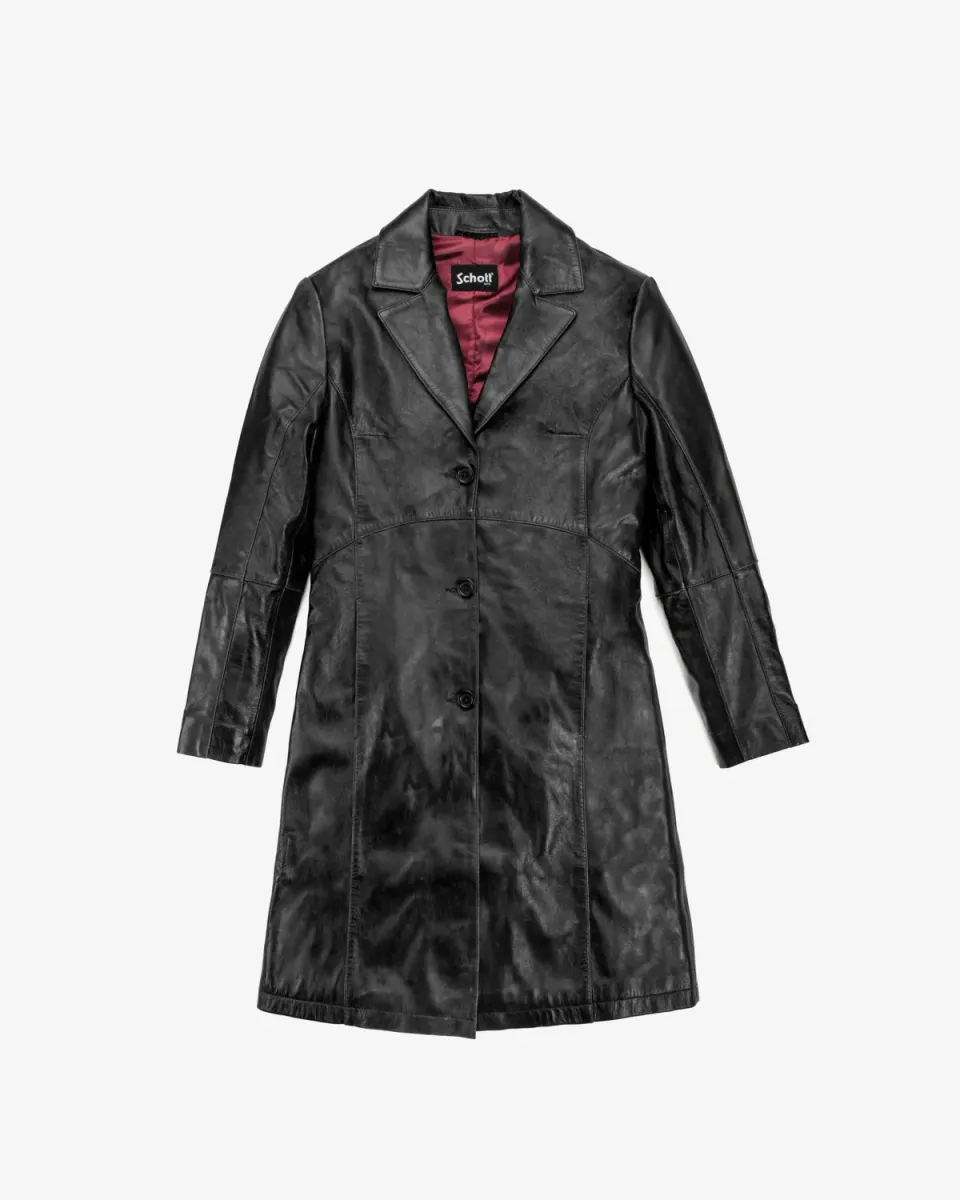 Schott NYC 2545W trenchcoat skinn svart tettsittende