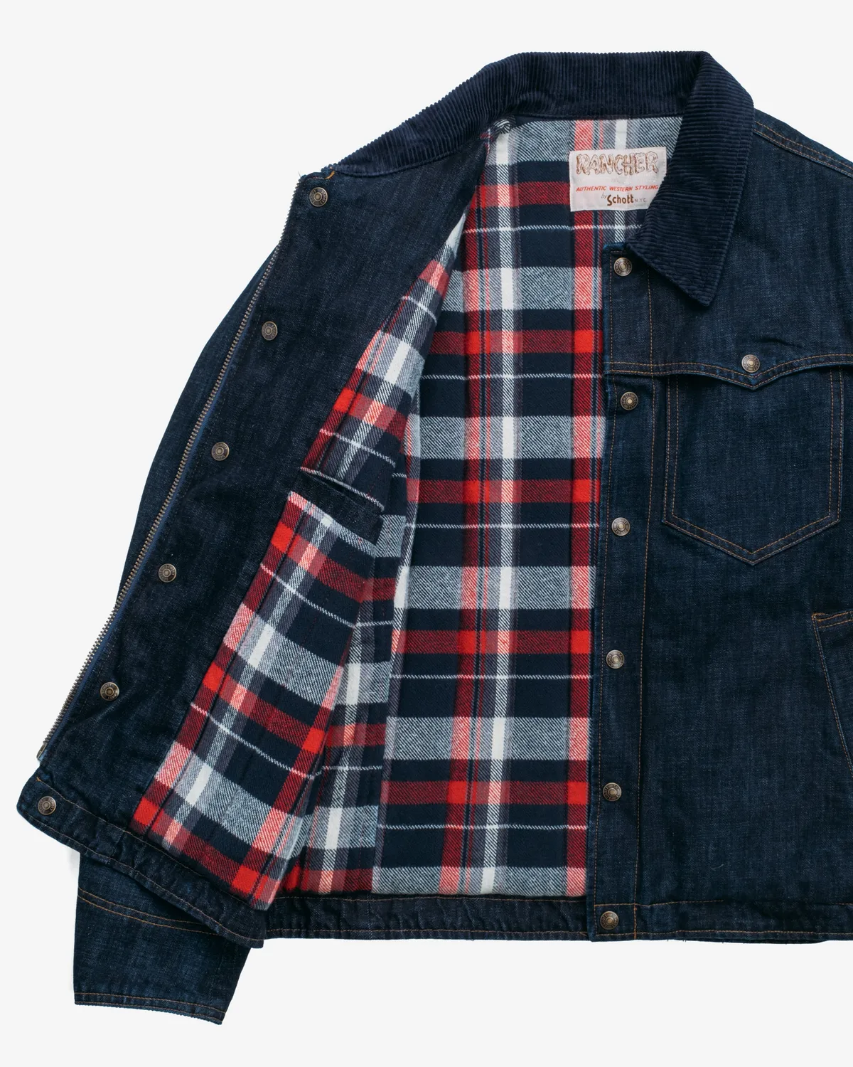 Schott NYC 8630 jakke Indigo – denim med ullfôr