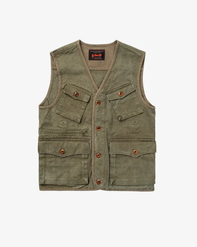 Schott NYC 8530V vest oliven canvas 5 lommer