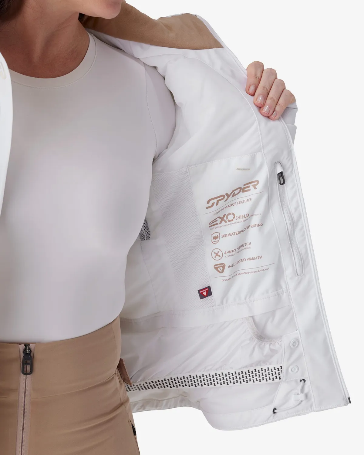 Spyder Titania skijakke dame hvit tettsittende
