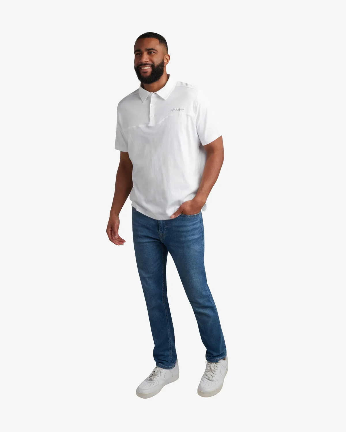Spyder Interlock polo herre hvit kortermet