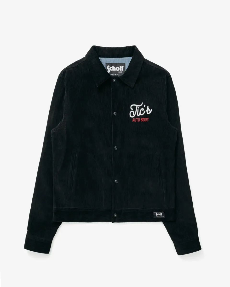 Schott NYC 8605 kordfløyelsjakke svart brodert