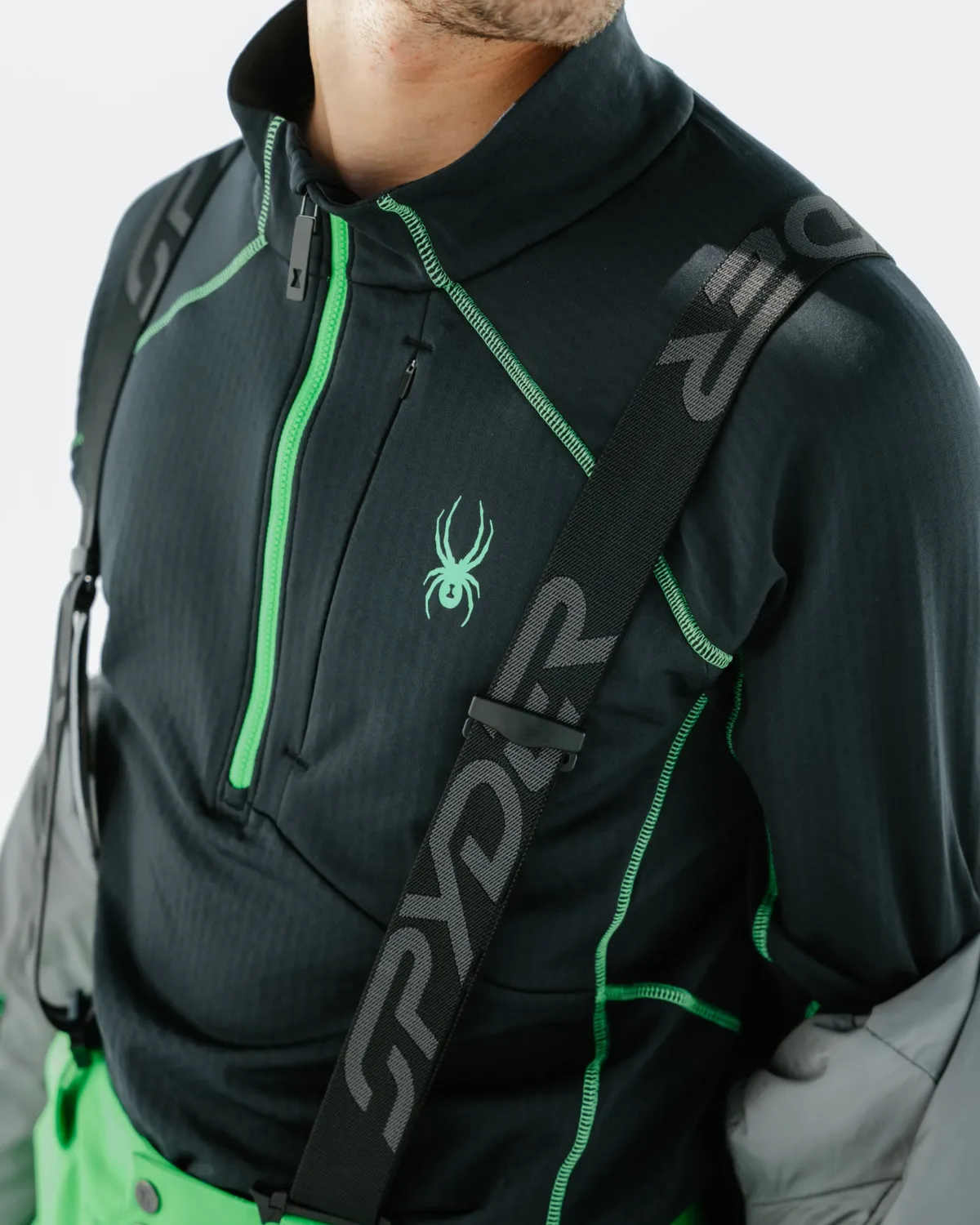 Spyder GridWeb fleecegenser strobe green halv zip