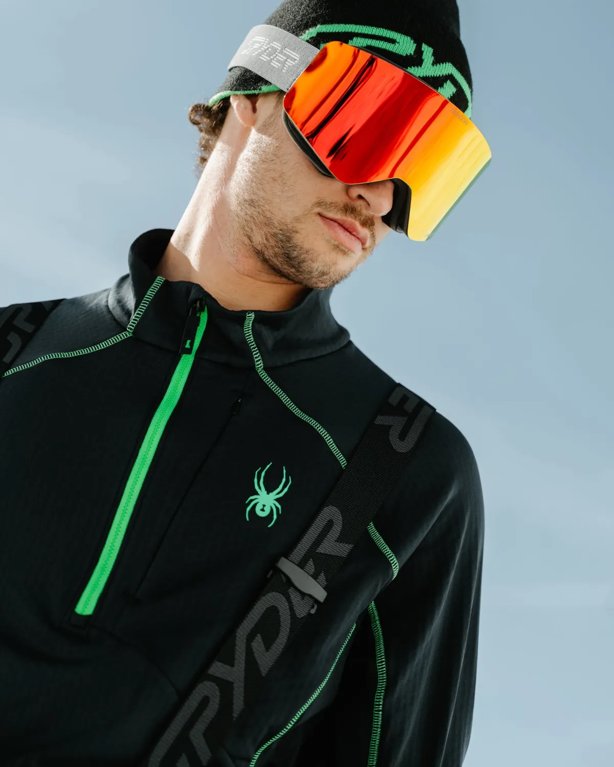 Spyder GridWeb fleecegenser strobe green halv zip