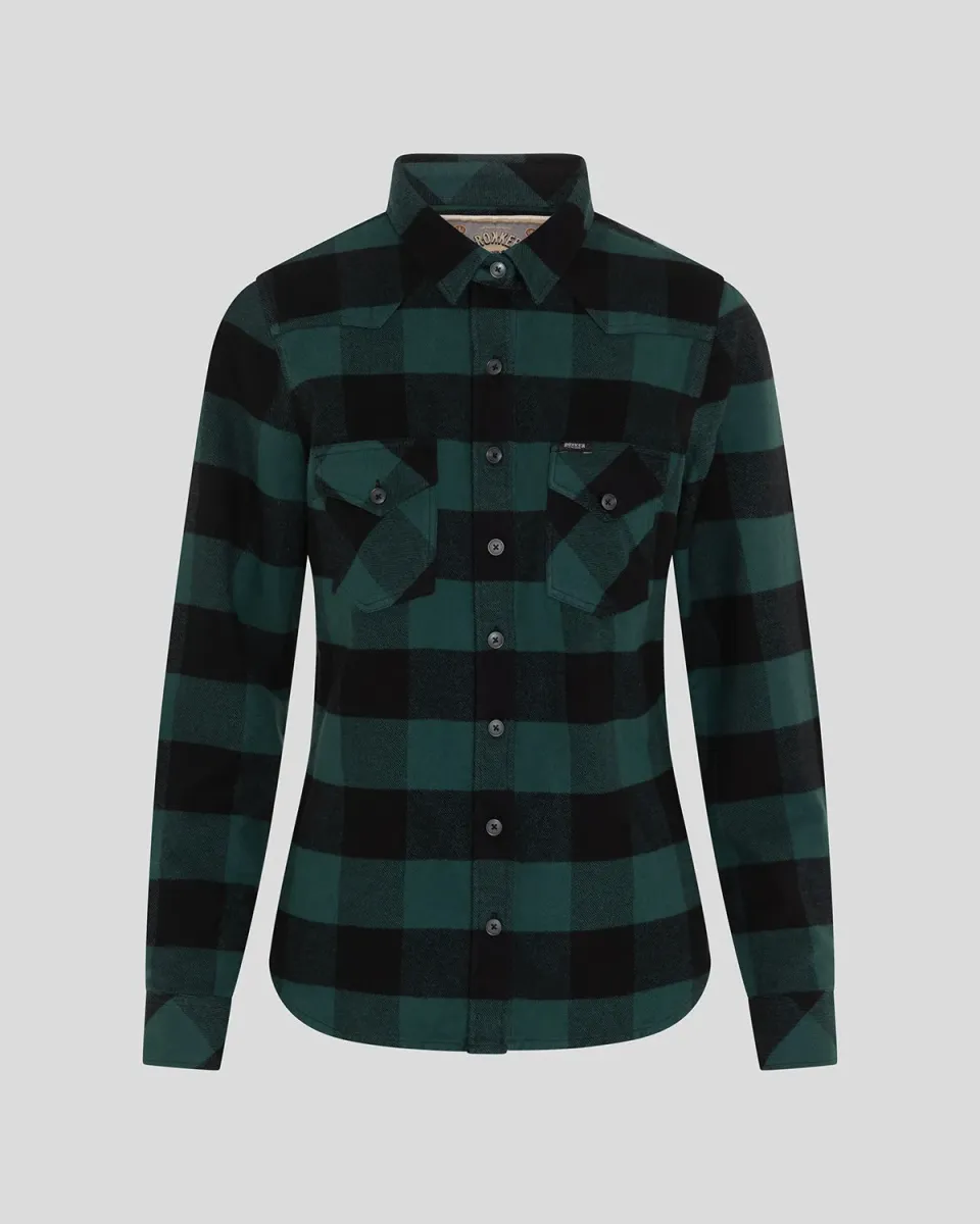 Rokker Denver skjorte dame grønn/svart flanell
