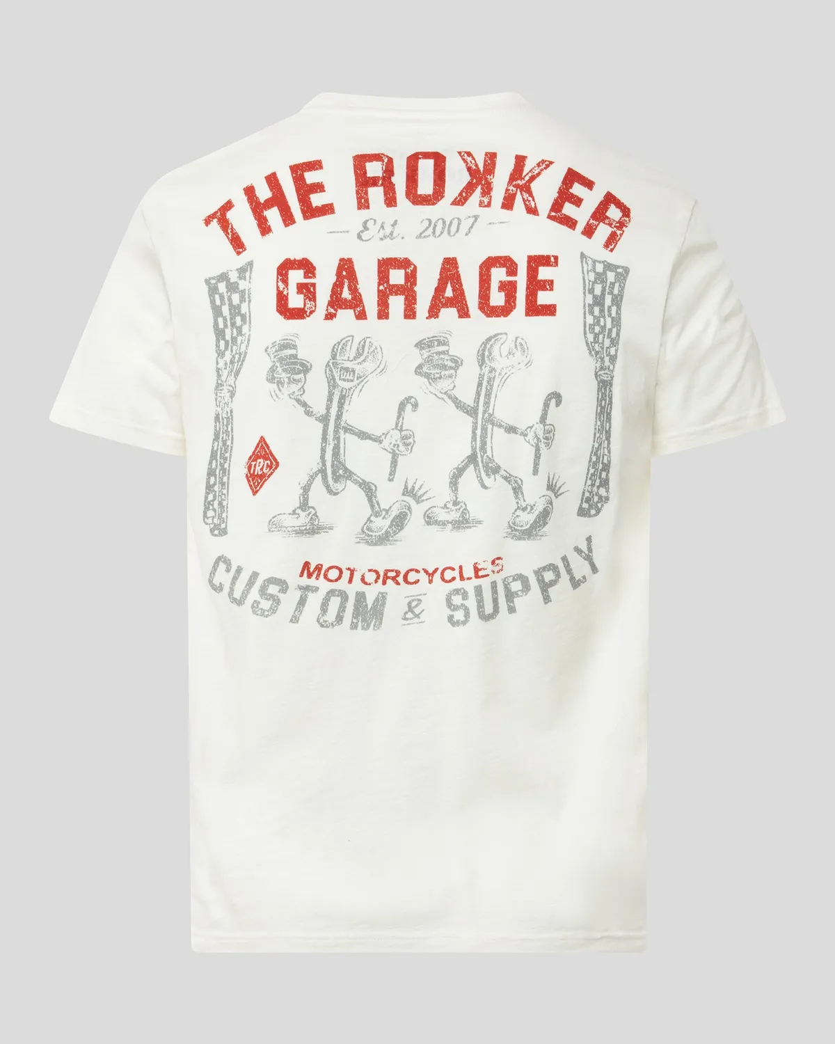Rokker Garage t-skjorte herre skittenhvit M bomull