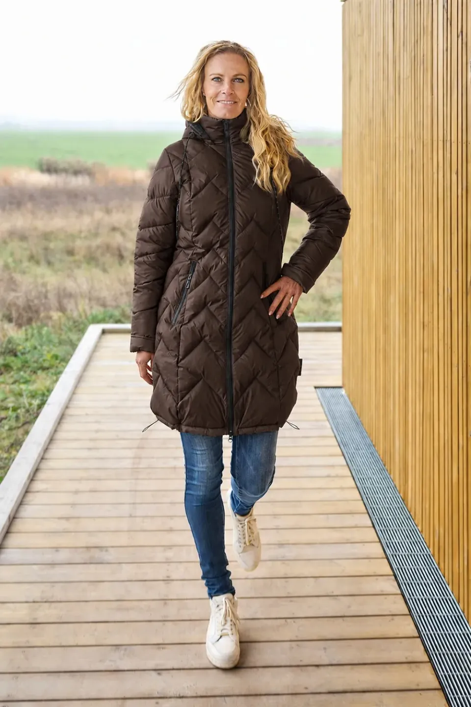 Windfield Kit vinterjakke sjokoladebrun dame vindtett