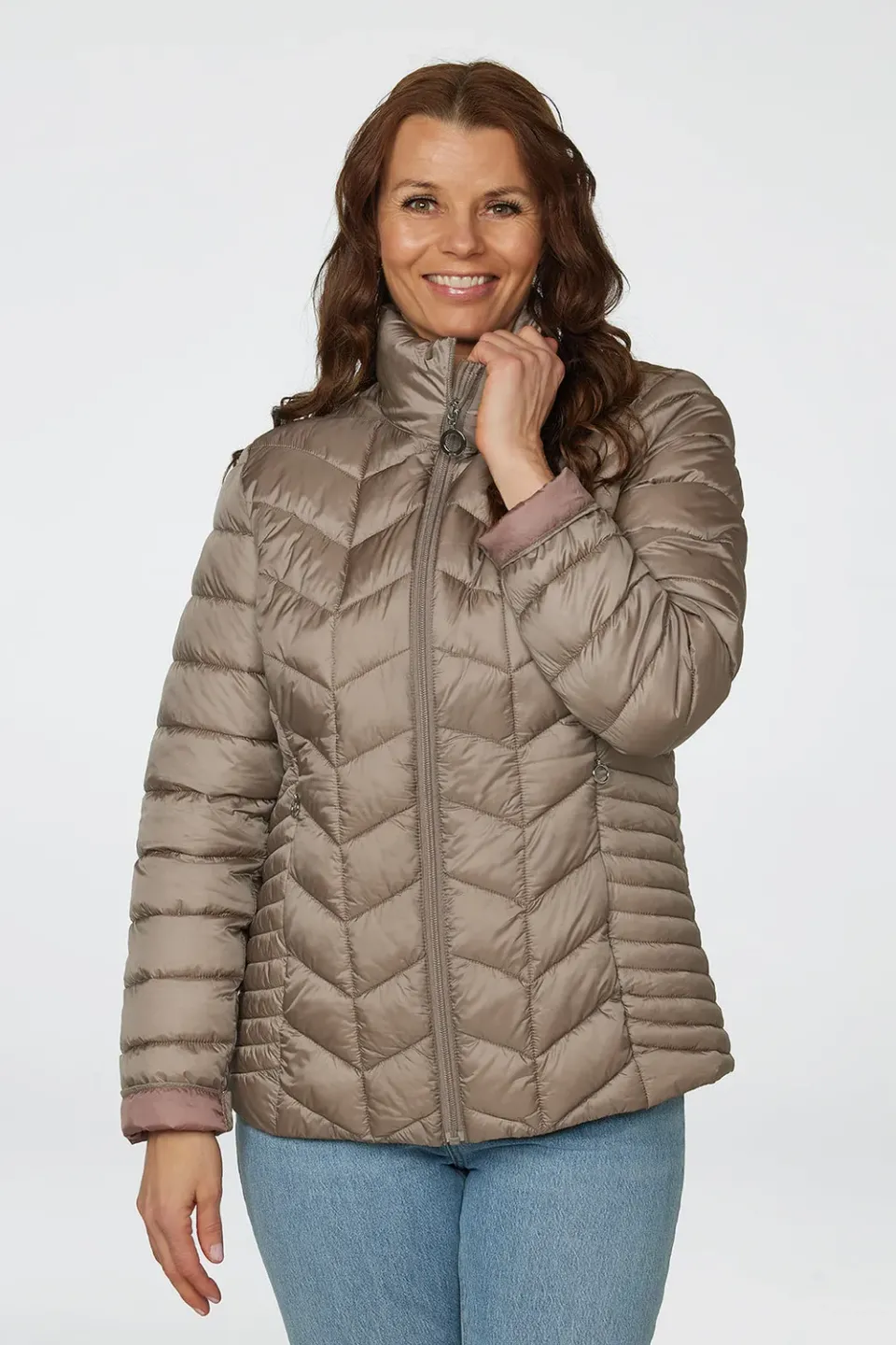 Windfield Gunda dunjakke taupe lett