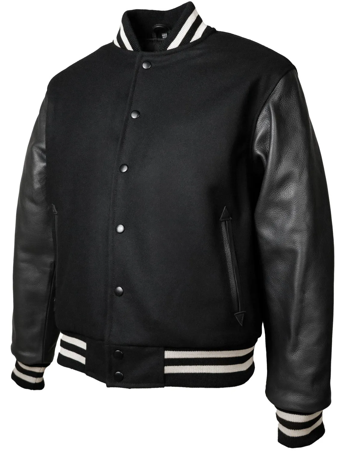 Schott NYC 770 varsityjakke svart ull og skinn