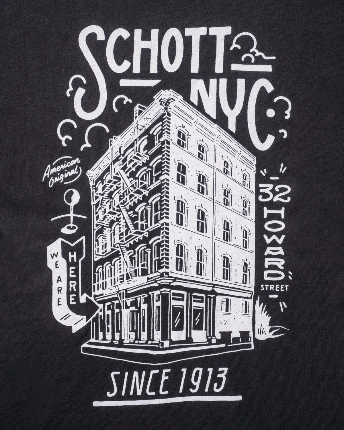 Schott NYC TSNY25 t-skjorte off white butikktrykk