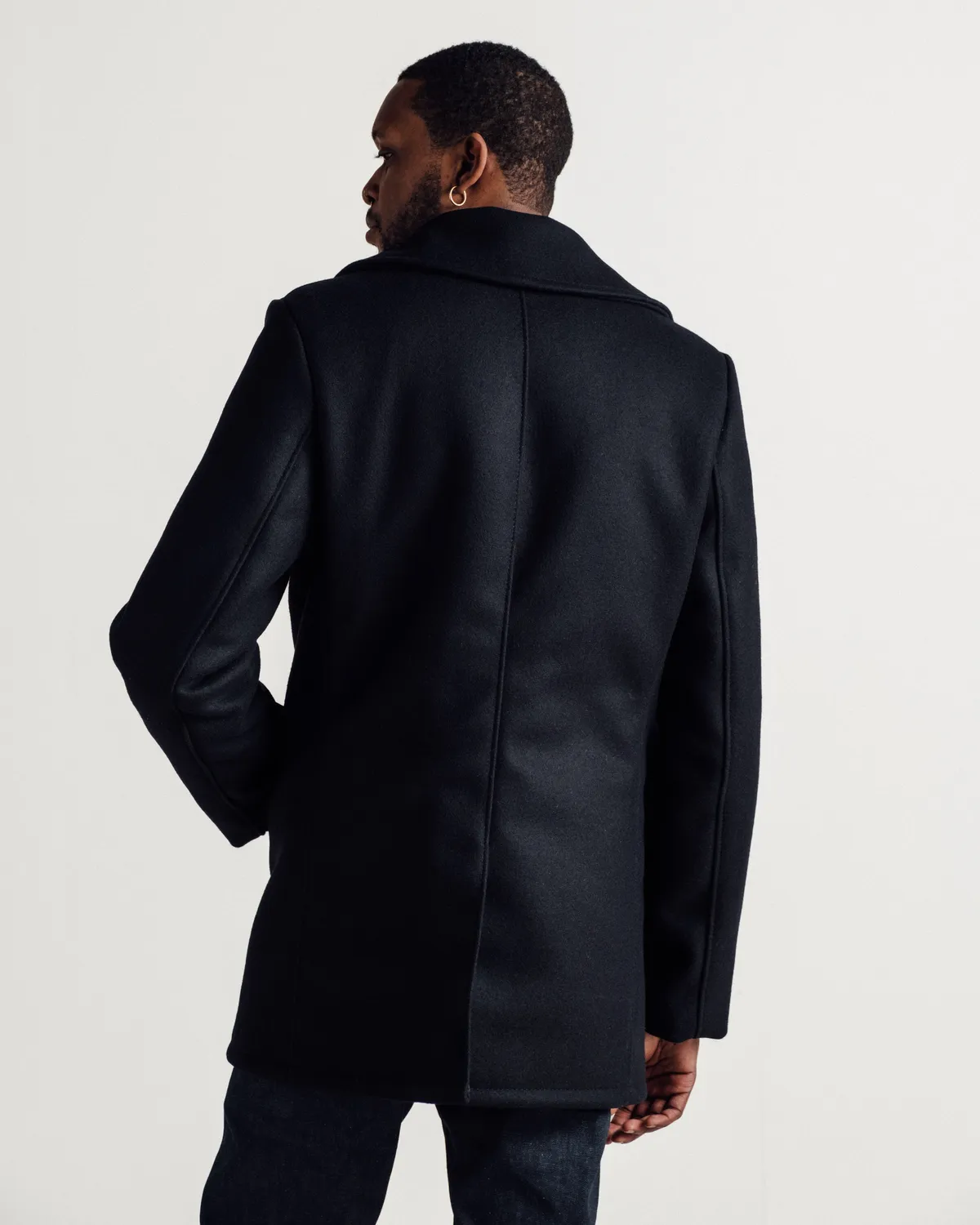 Schott NYC 740L ullkåpe navy lang 34" quiltet