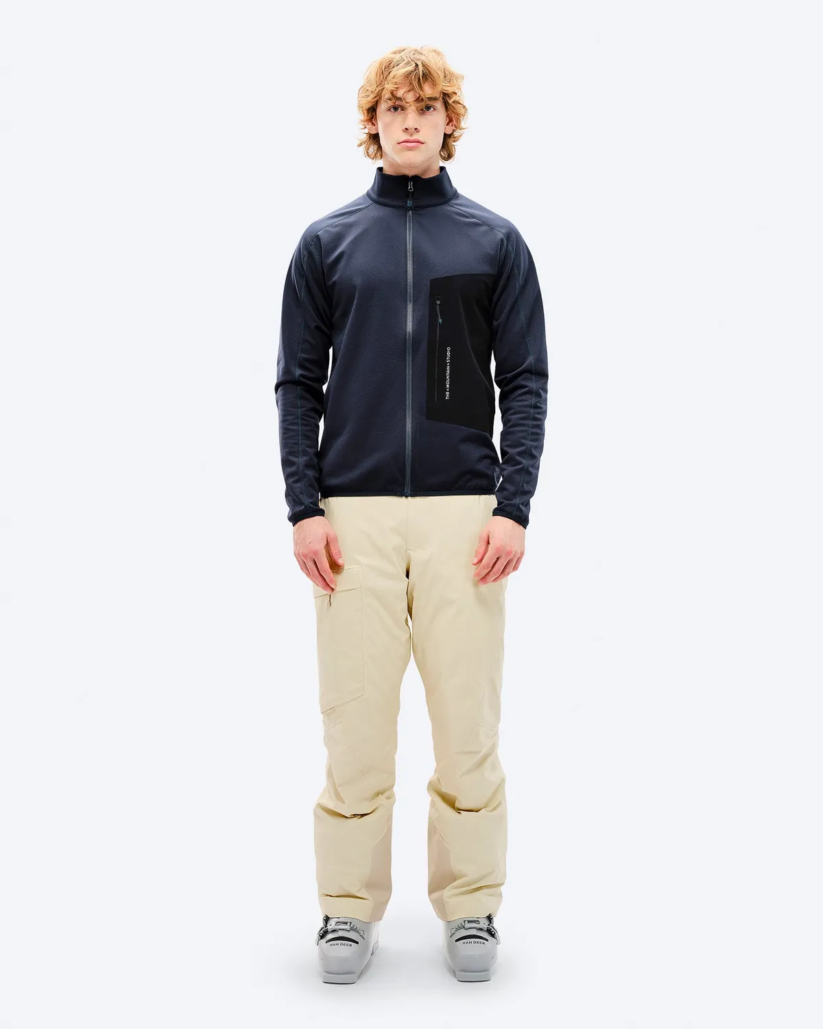 The Mountain Studio M-8 Techno Grid Fleece T-Neck fleecejakke Eclipse grid