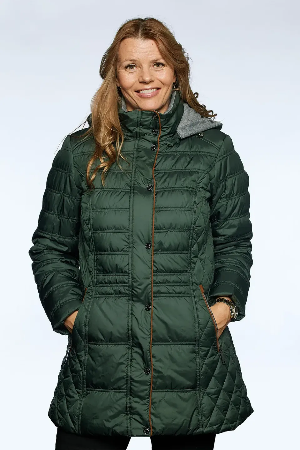 Danwear Windfield Carly vinterjakke Bottle Green lang