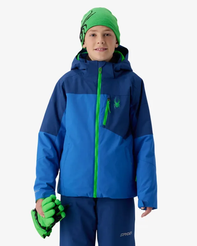 Spyder Leader skijakke gutt bold blue vanntett