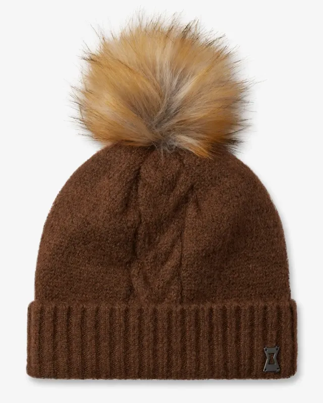 Spyder Plait Pom damelue mokka ullblanding