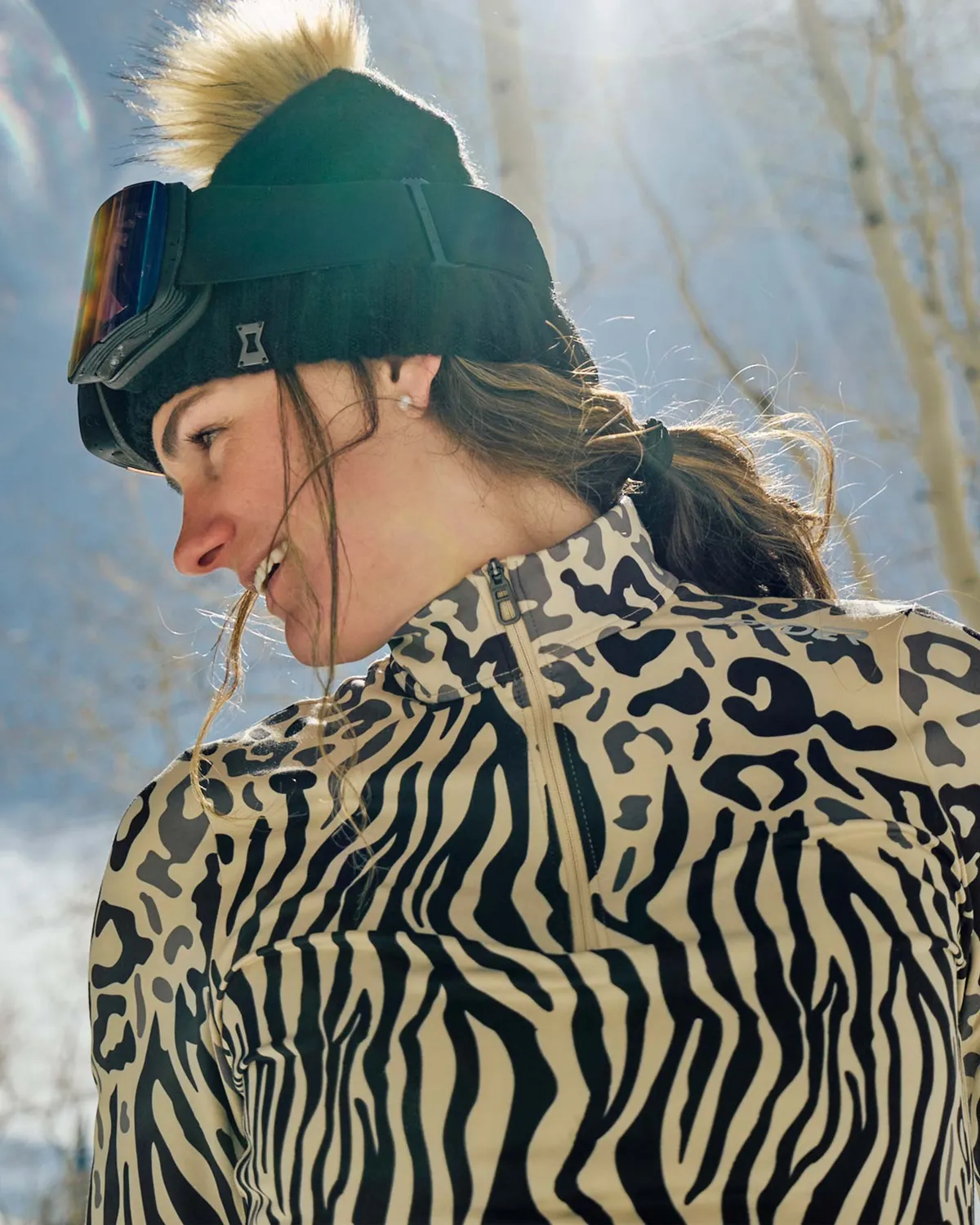 Spyder Vivid halvzip genser dame animal print fukt