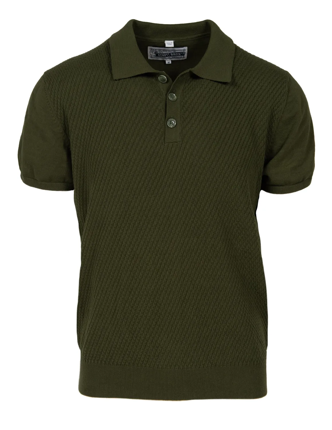 Schott NYC SH2409 polo off white bomull 27 tommer