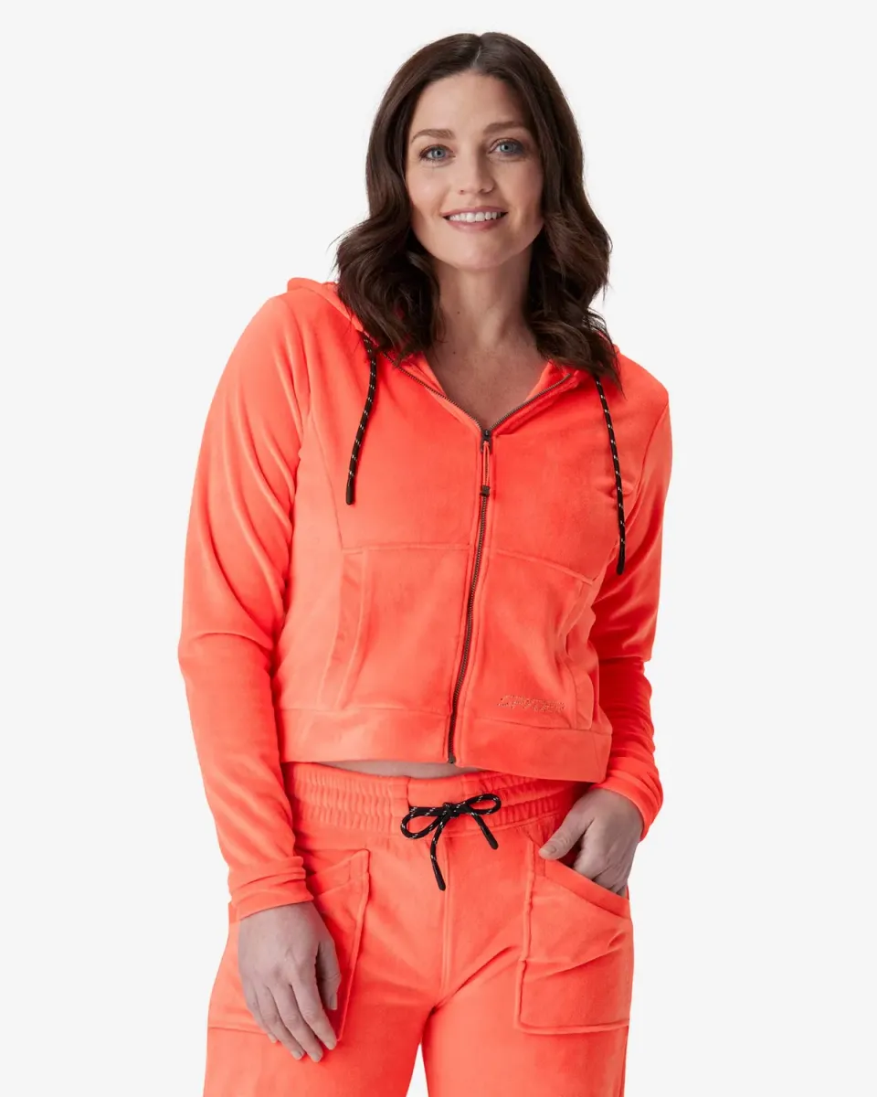 Spyder Shimmer velourjakke dame Electric Coral avslappet