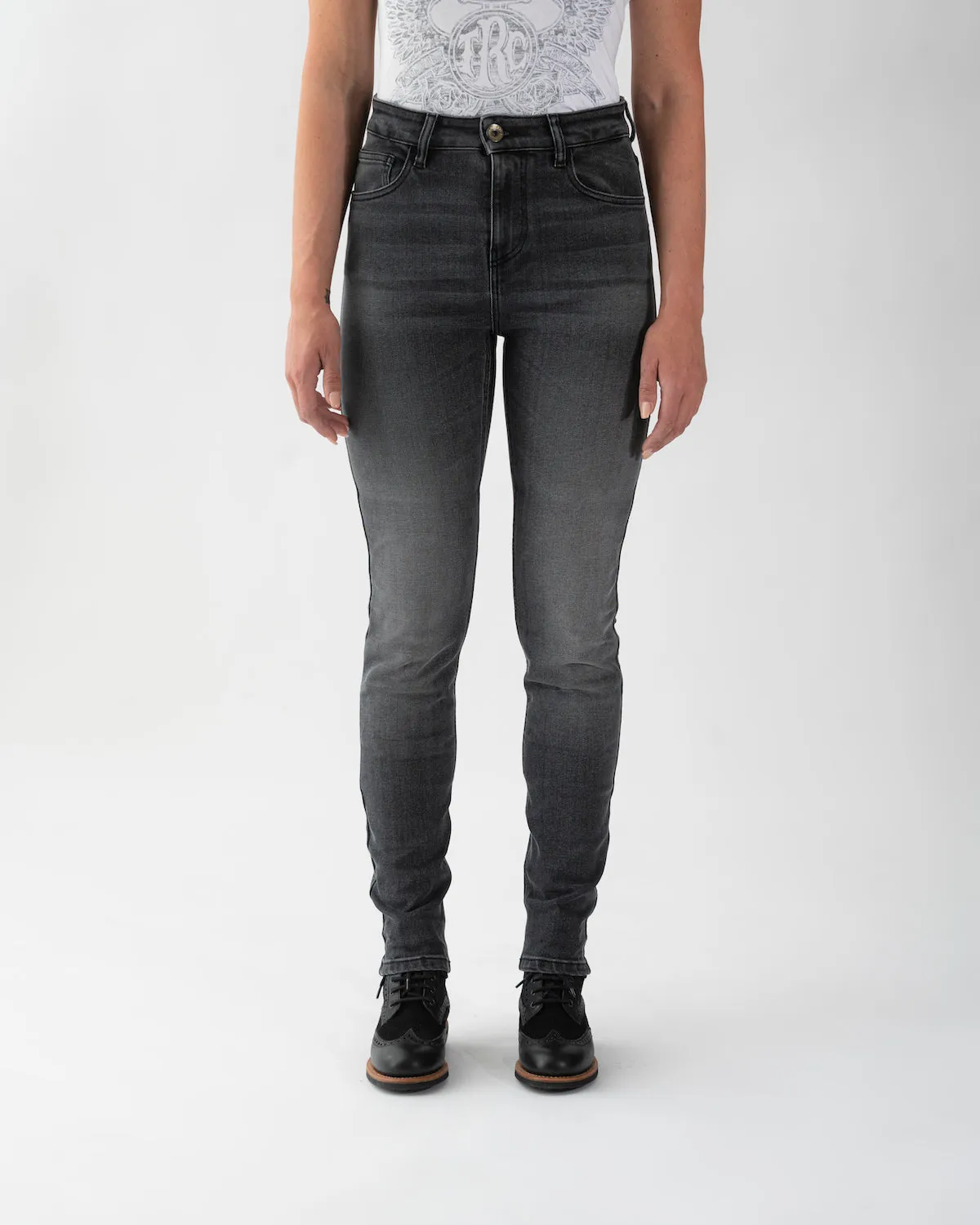 Rokker Rokkertech High Waist MC-jeans mørkegrå