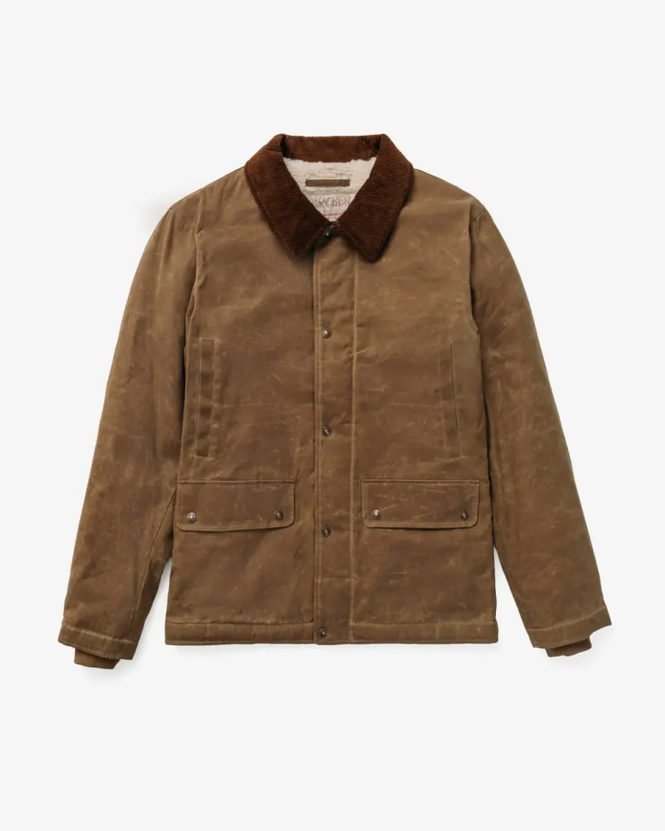 Schott NYC 8438 jakke Khaki – vokset bomull sherpa