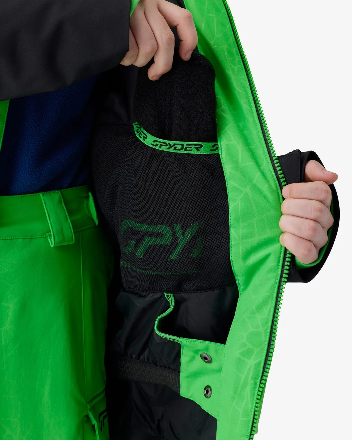 Spyder Davos skijakke gutt strobe green vanntett