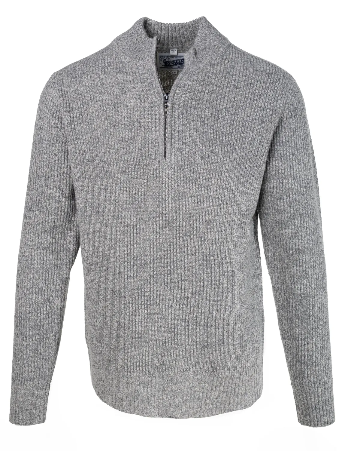 Schott NYC SW2212 ullgenser half-zip svart – varm ribbestrikk