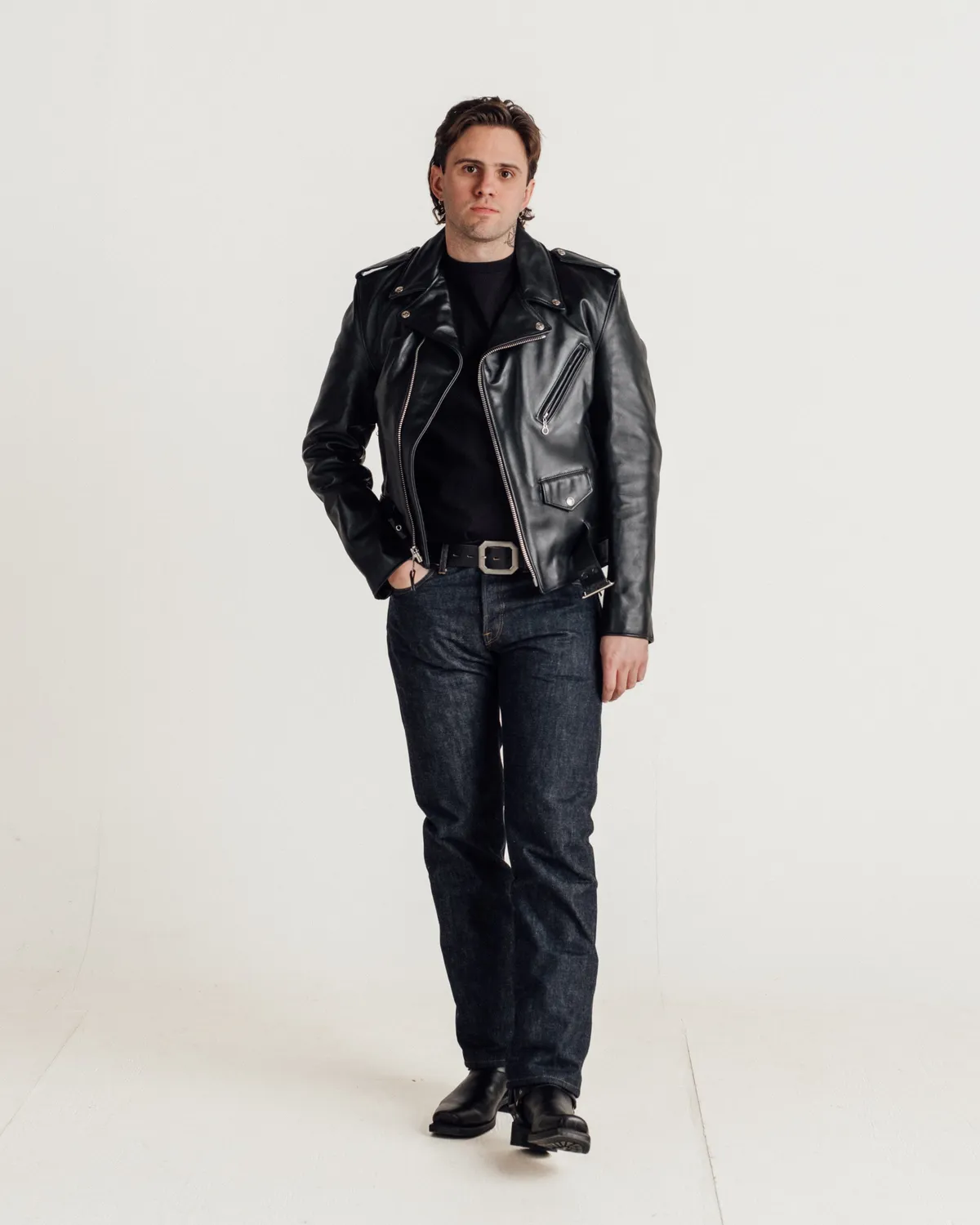 Schott NYC Perfecto 618 skinnjakke svart – steerhide