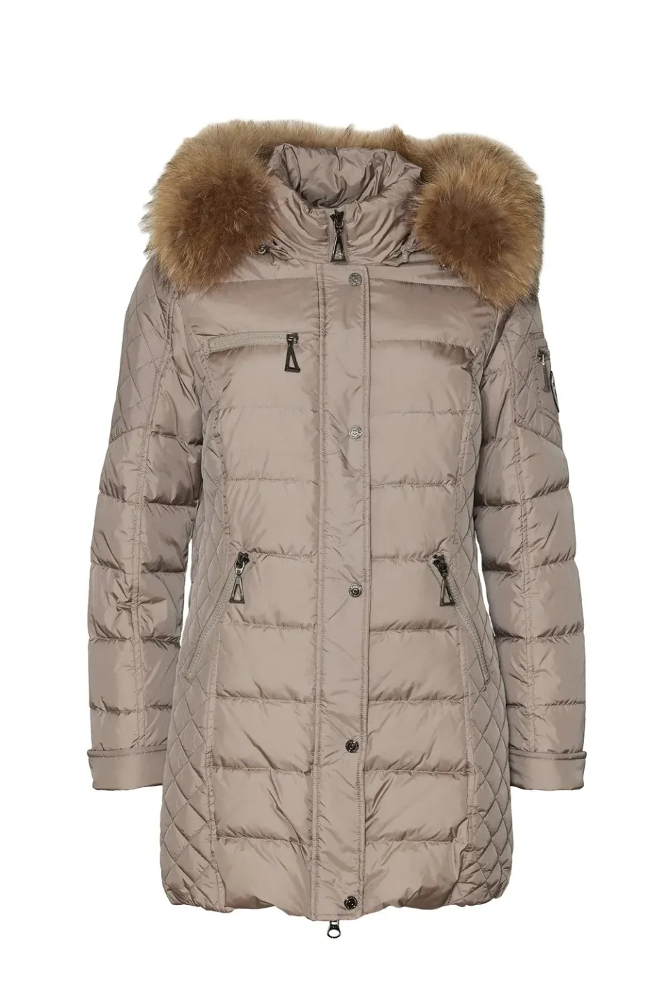 Danwear Jessi R vinterjakke taupe 3/4 dun med pels
