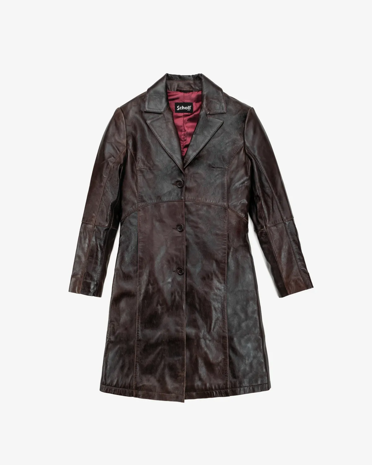 Schott NYC 2545W trenchcoat skinn svart tettsittende