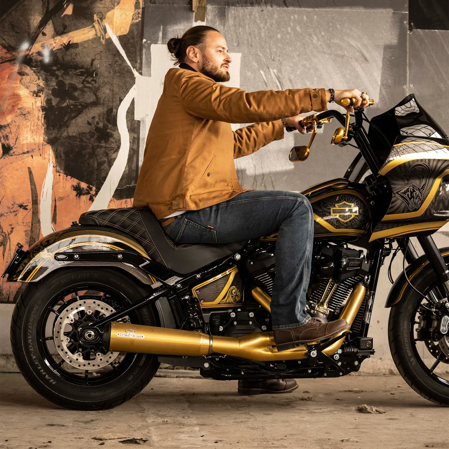 Rokker Canvas Jacket motorsykkeljakke tobakkbrun AA