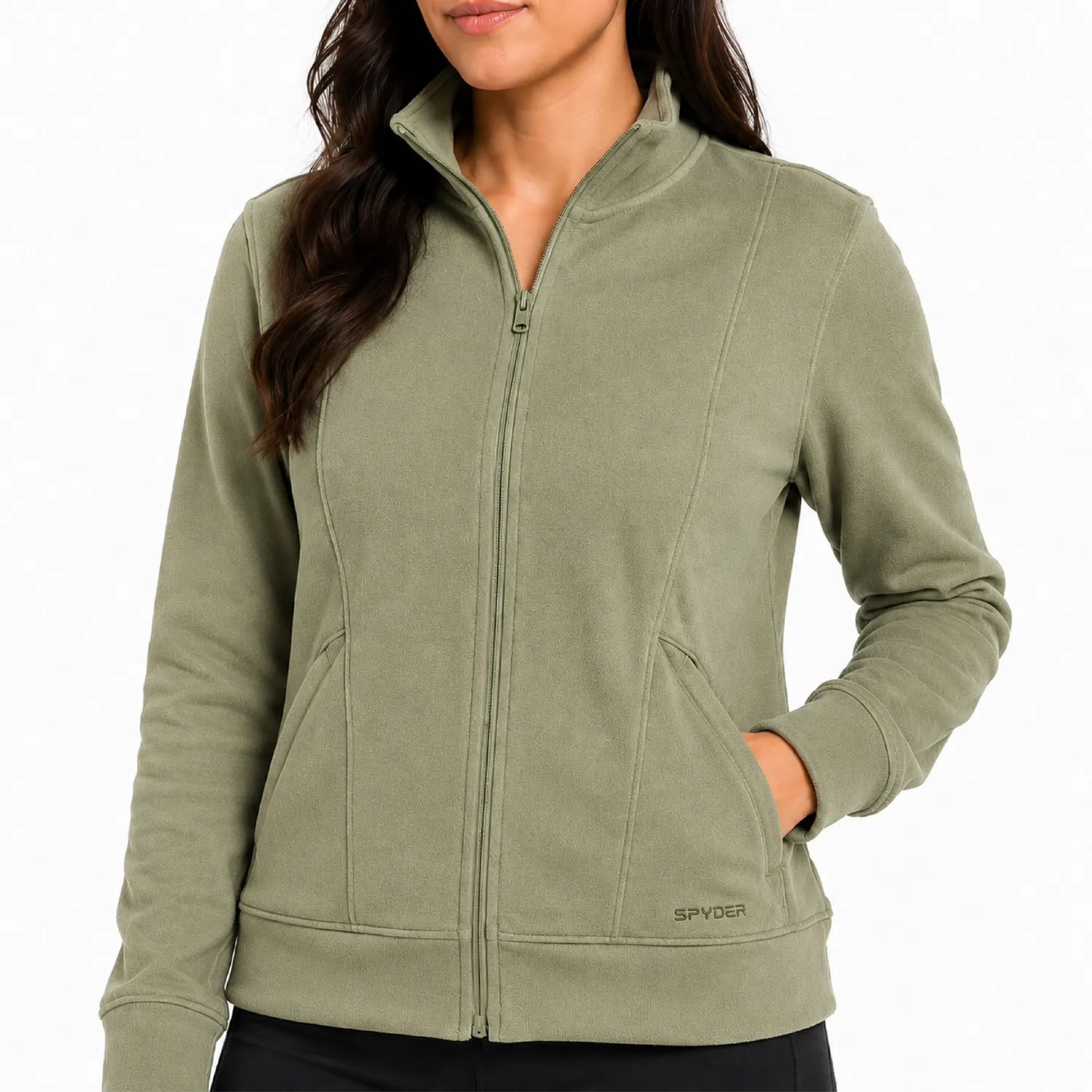 Spyder Corduroy mock neck zip-up dame svart kordfløyel