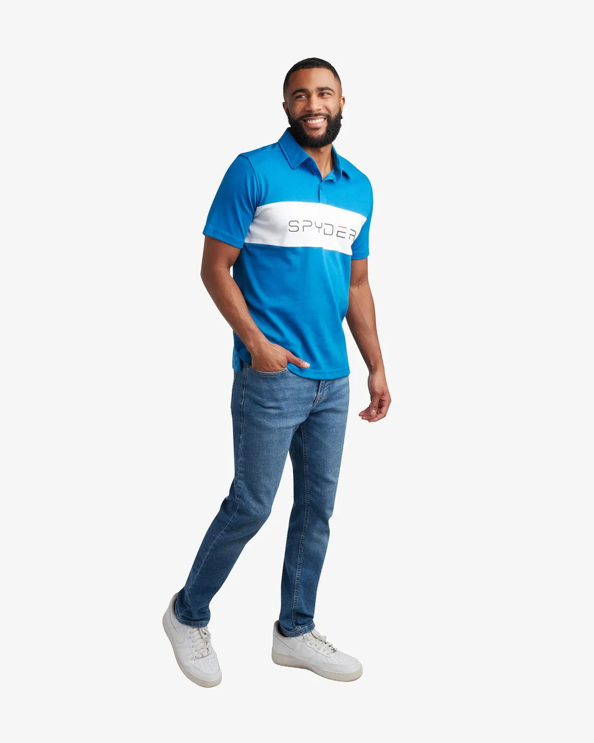 Spyder Polo piké cobalt bomull herre