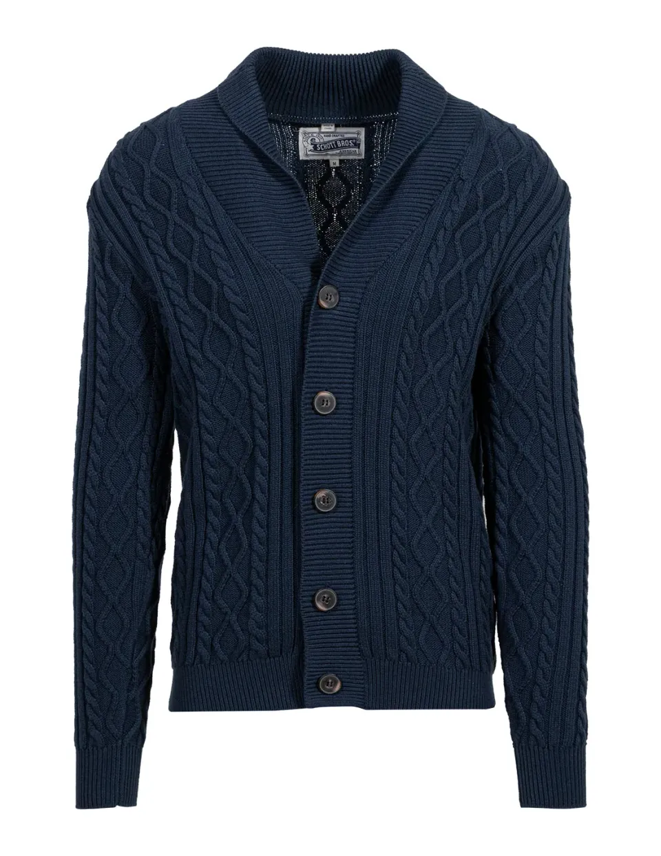 Schott NYC SW2307 cardigan whiskey kabelstrikk sjalskrage