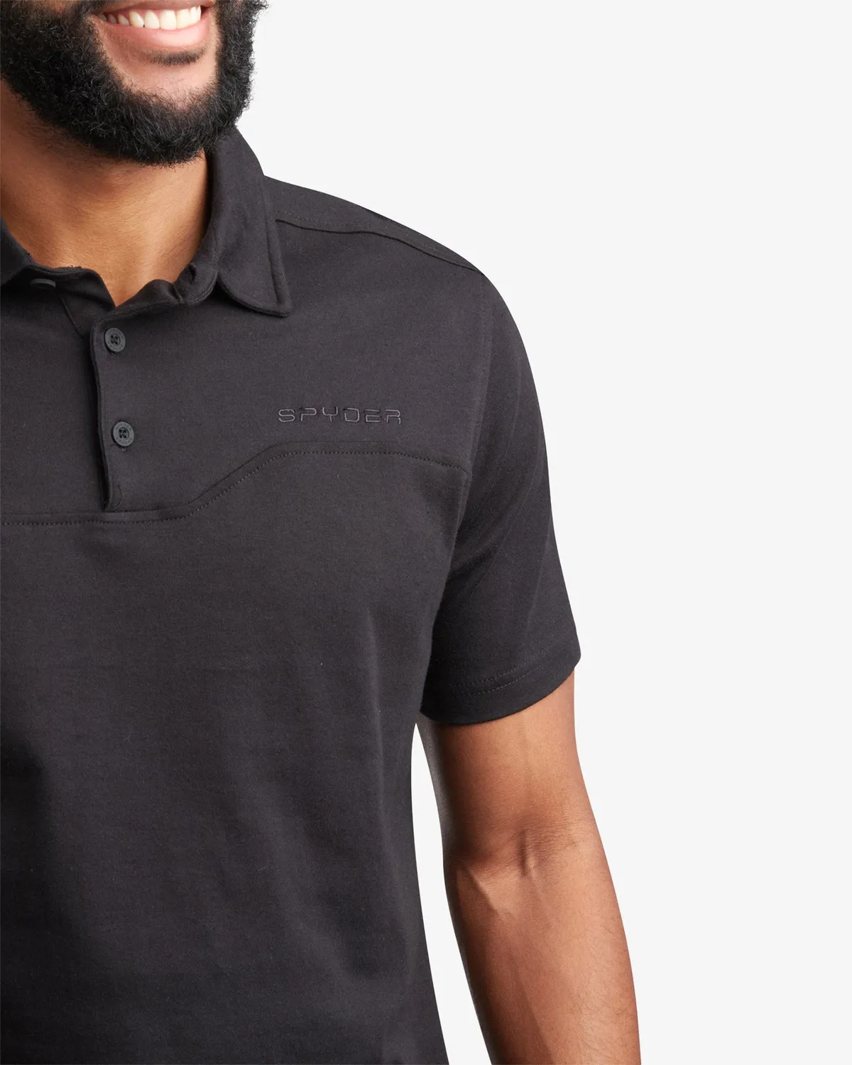 Spyder Interlock polo herre svart bomull stretch