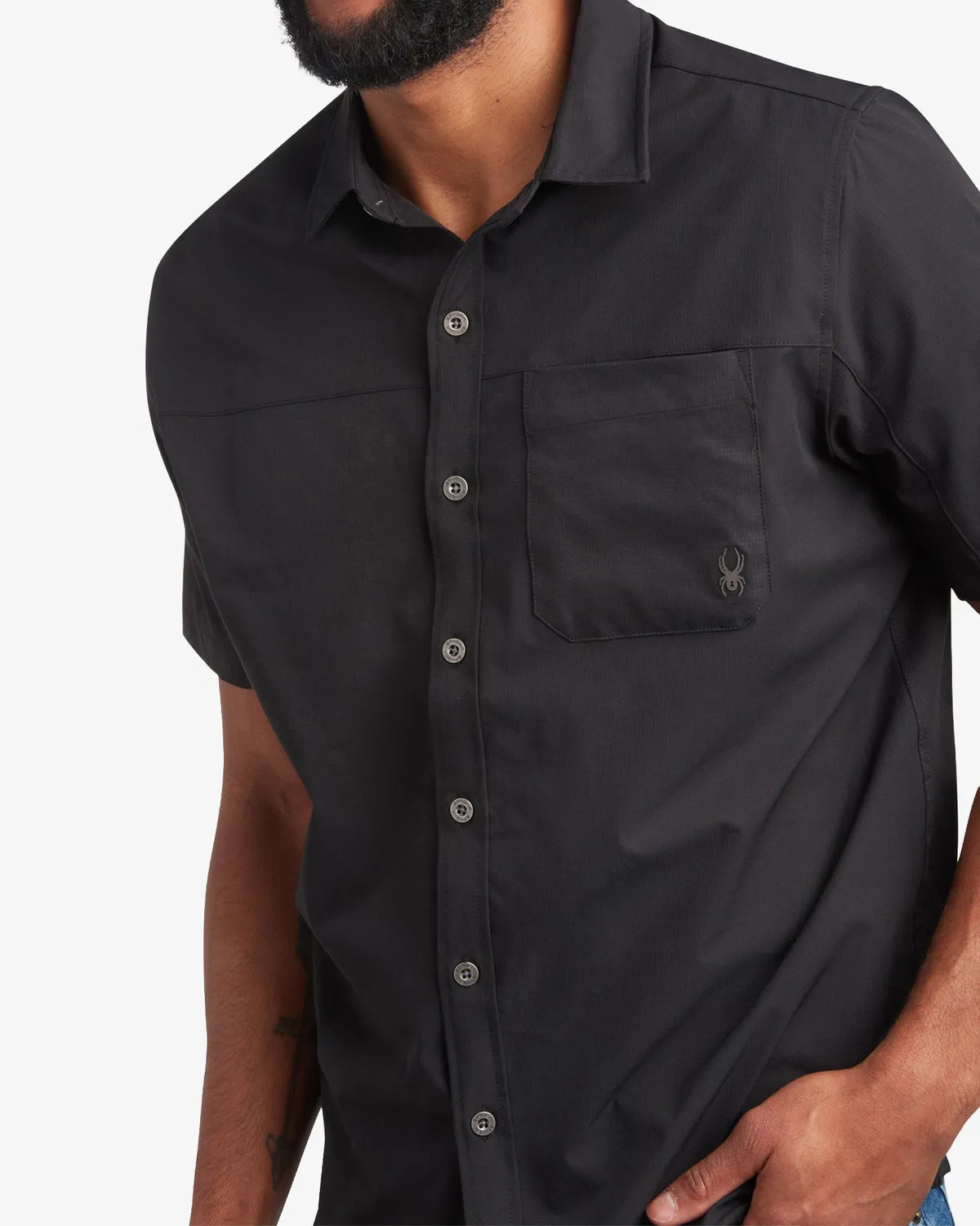 Spyder Ripstop polo herre sort kort erme pustende