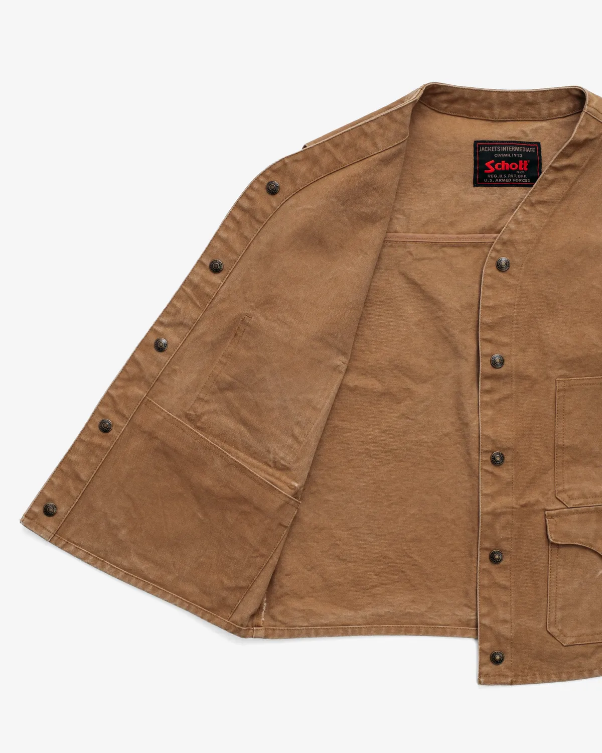 Schott NYC 8601V arbeidsvest khaki canvas