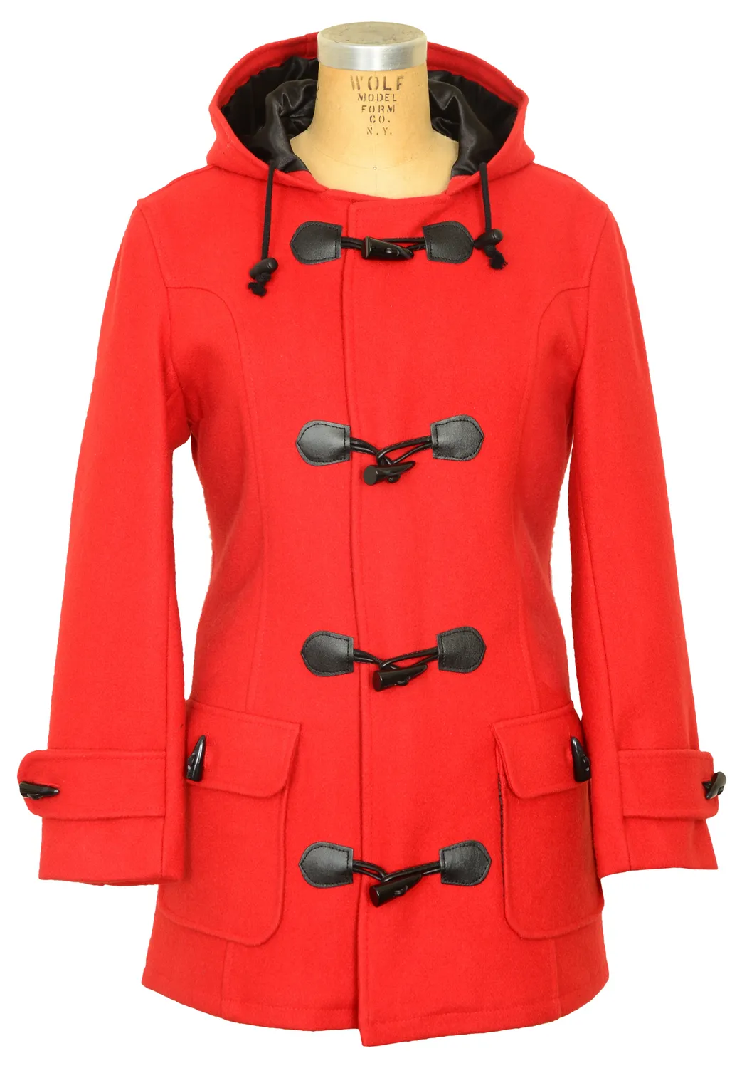 Schott NYC D742W duffelcoat brun ull hette dame