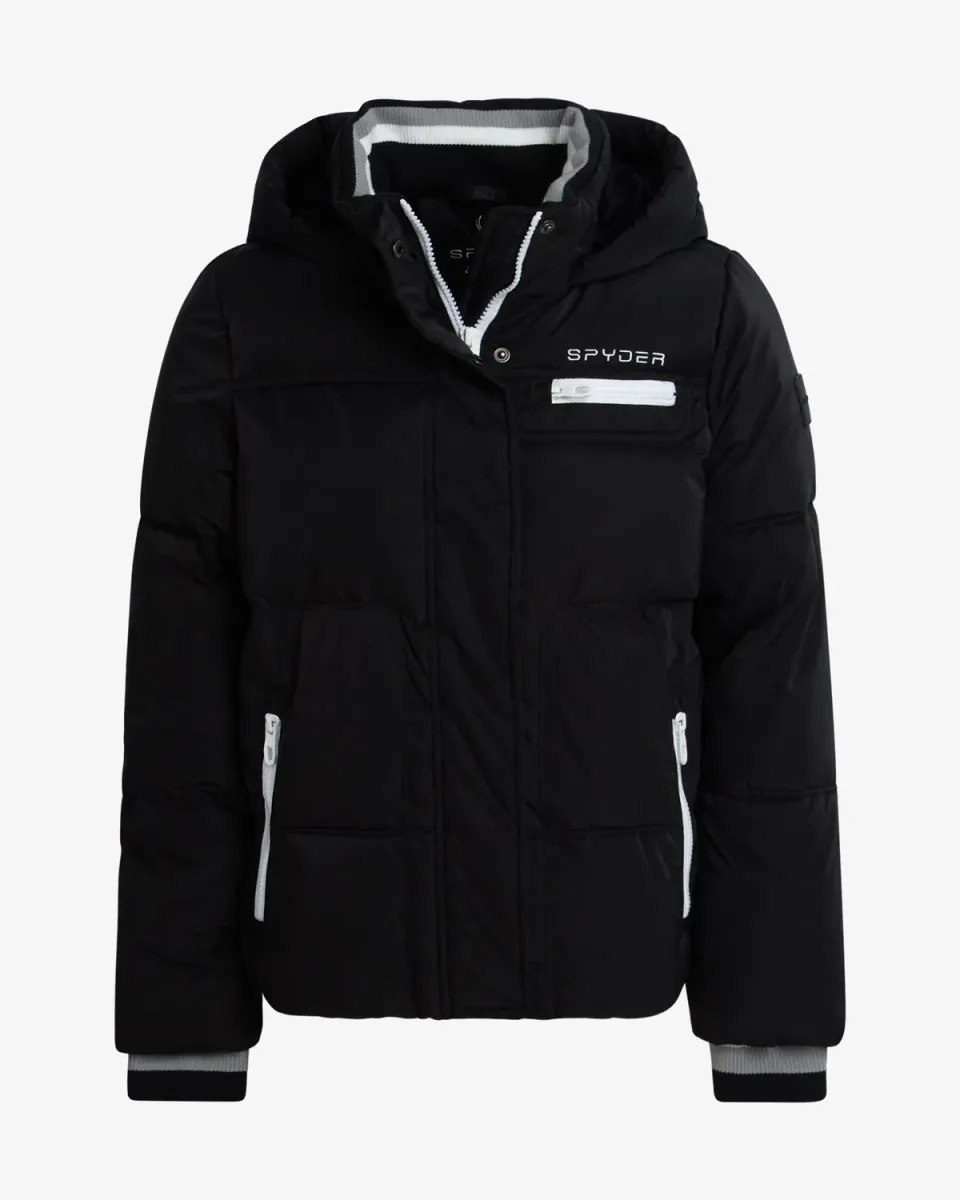 Spyder Puffer boblejakke svart jente avtakbar hette