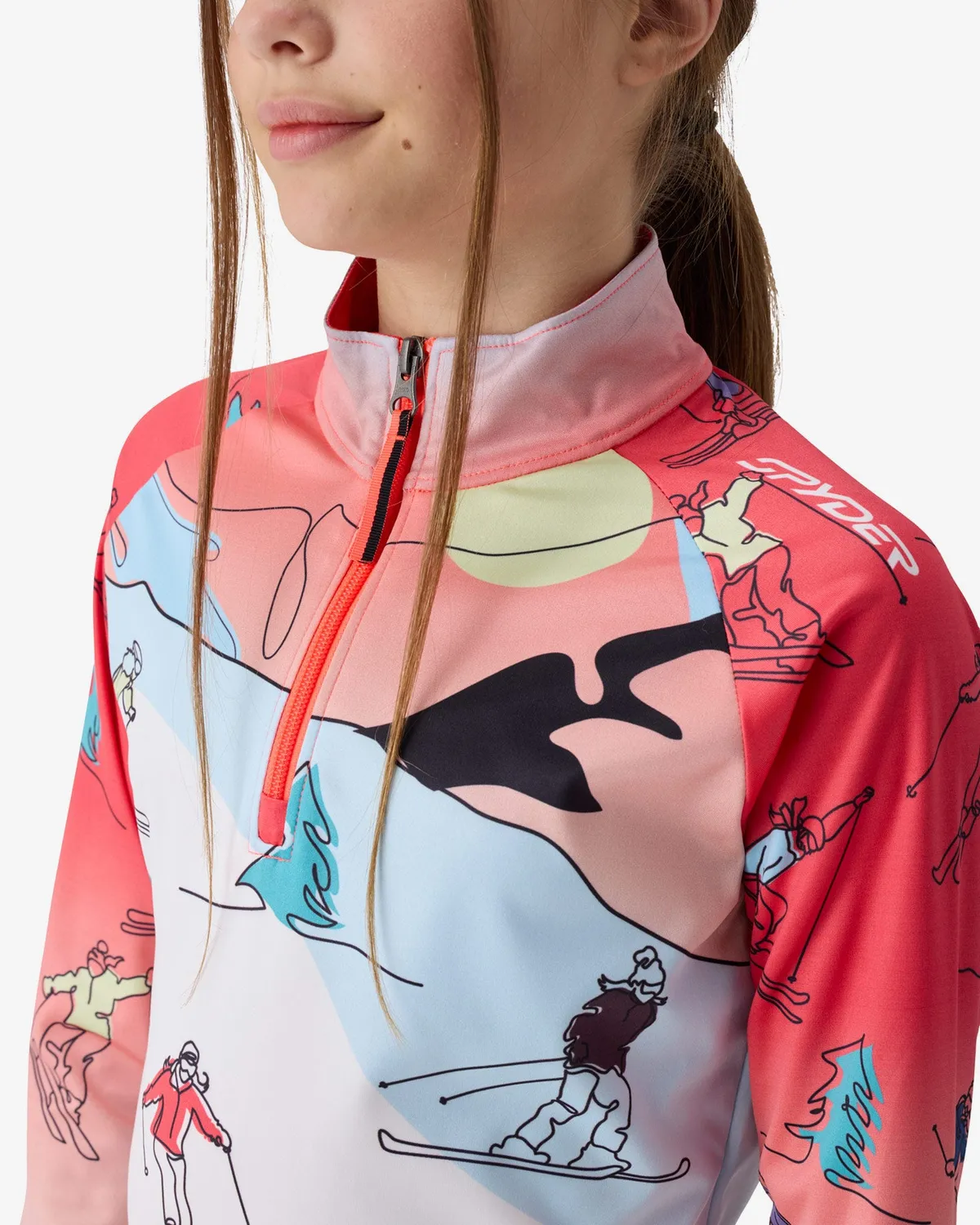 Spyder Surface halfzip genser jente Electric Coral UPF50