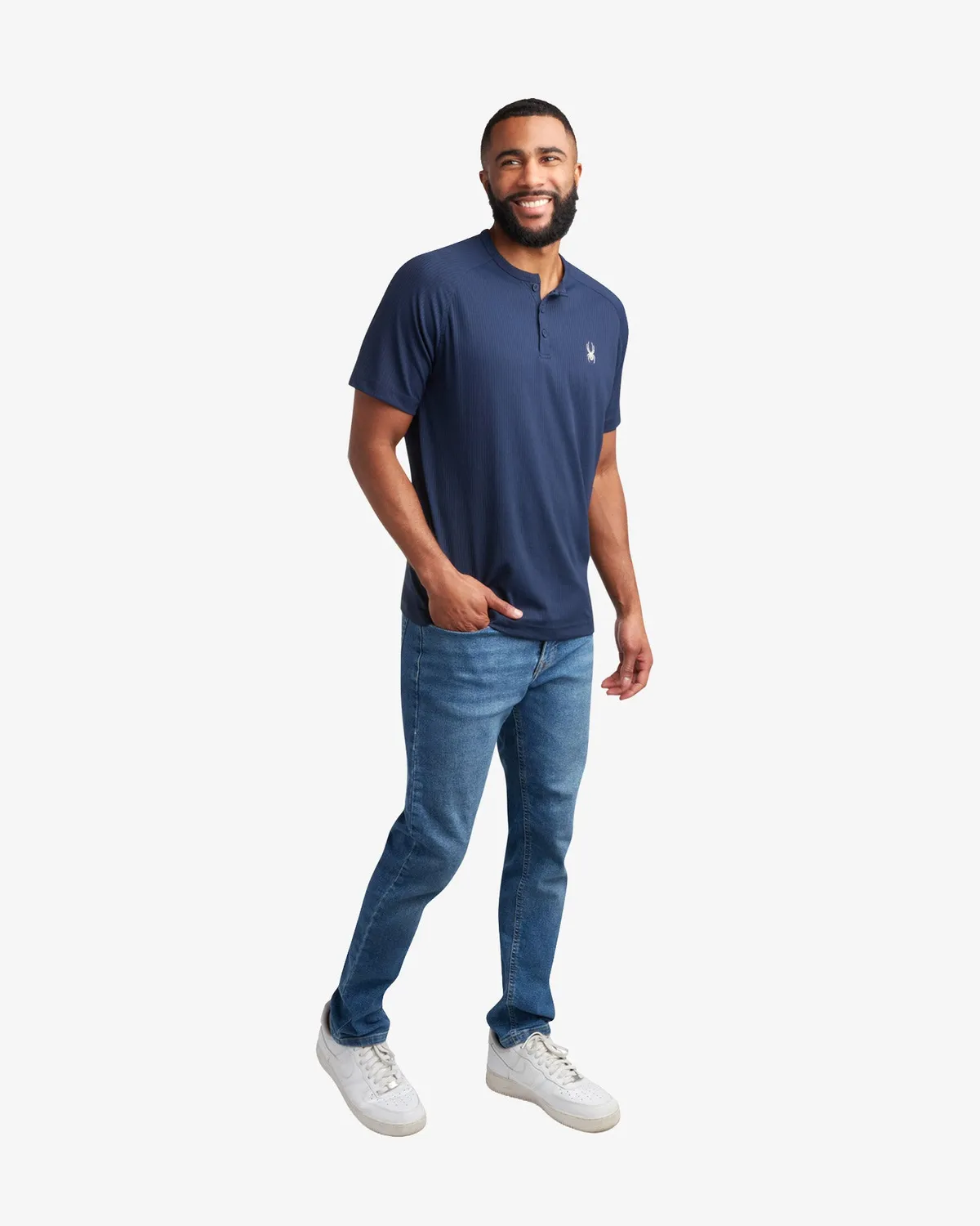 Spyder Short Sleeve Henley t-skjorte herre navy UPF30