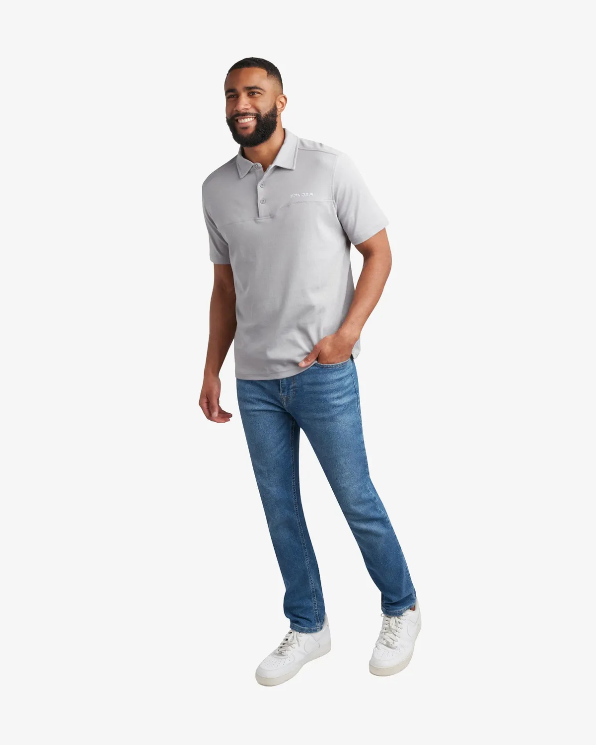 Spyder Interlock Polo Herre Pewter Bomull