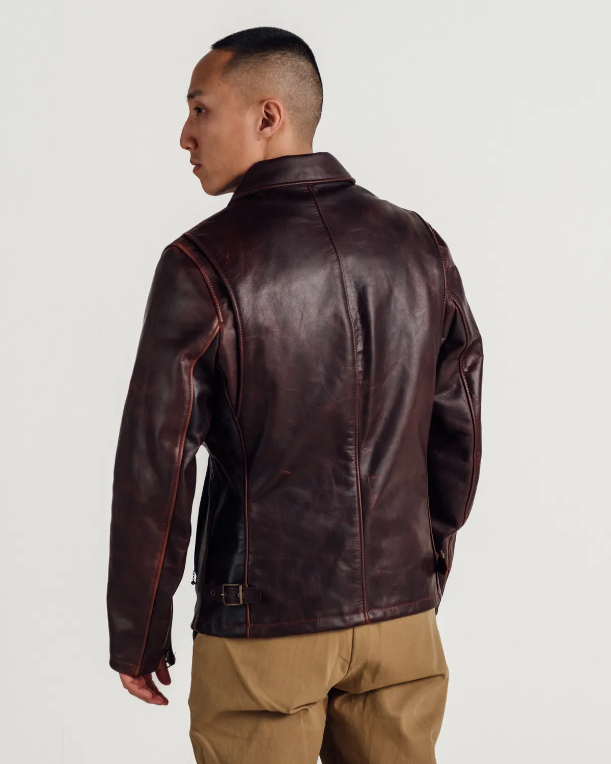 Schott NYC 557 skinnjakke brandy – burgunder cafe racer