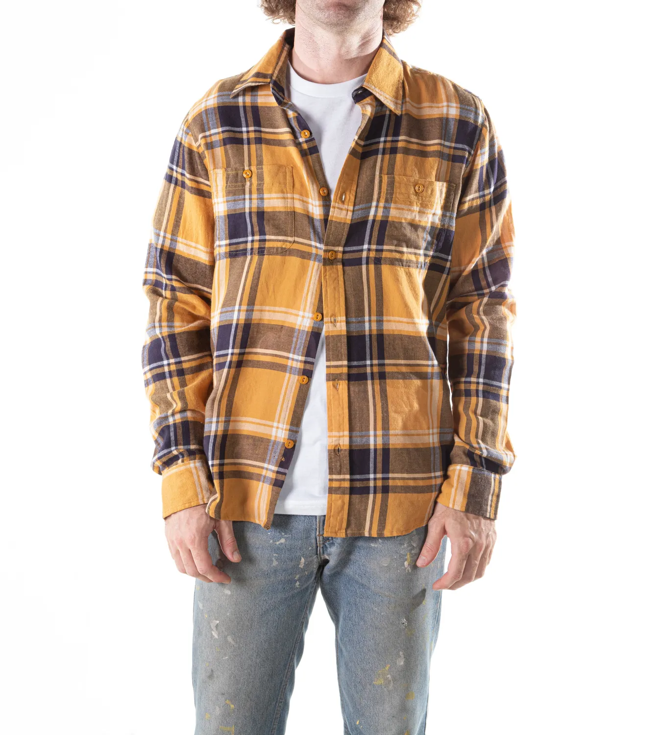 Schott NYC SH2307 rutete skjorte Blue bomull