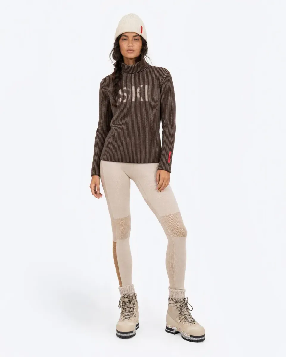 The Mountain Studio K-16 W Rib strikkegenser brun lammeull