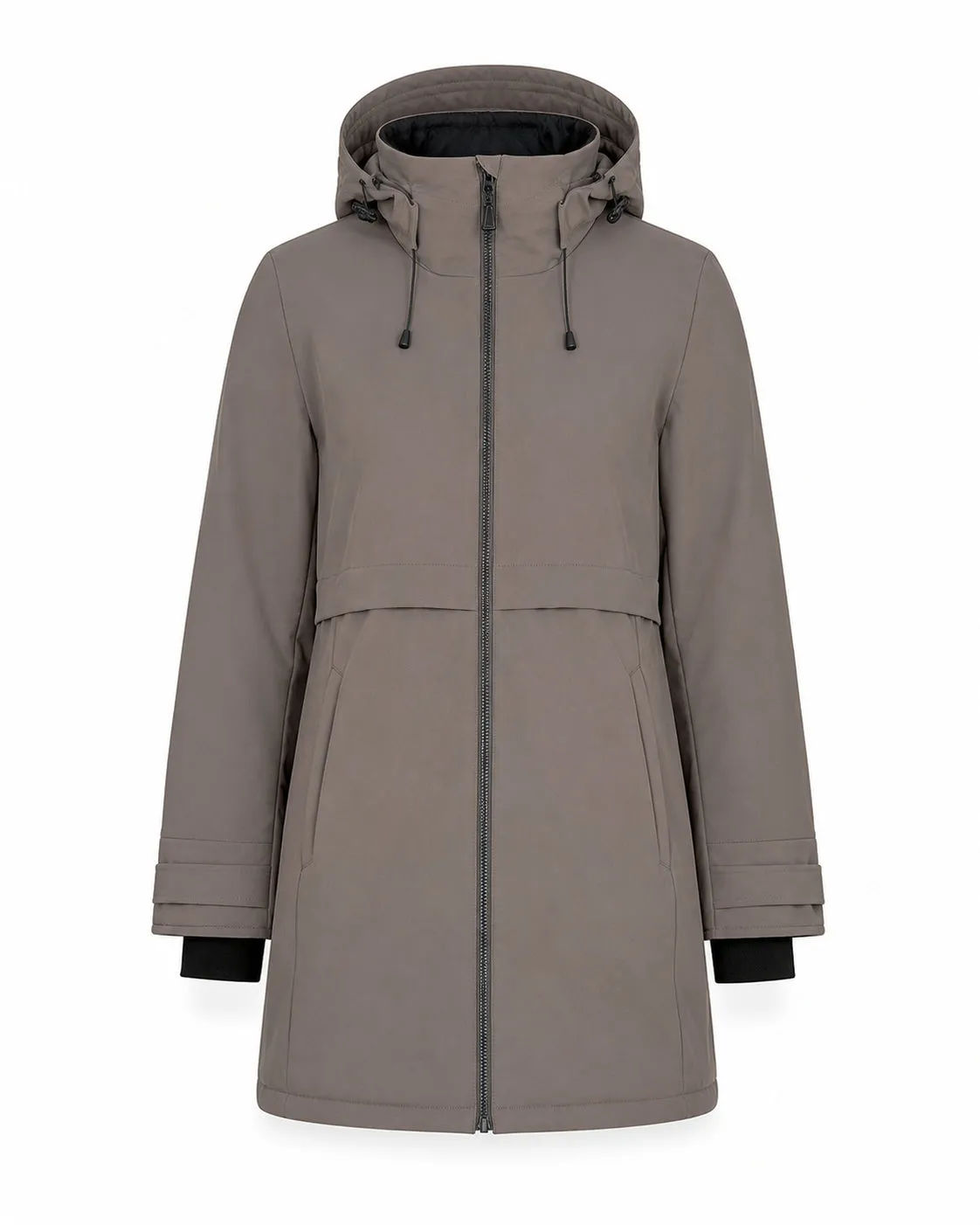 Danwear Windfield Karoline vinterjakke taupe lang