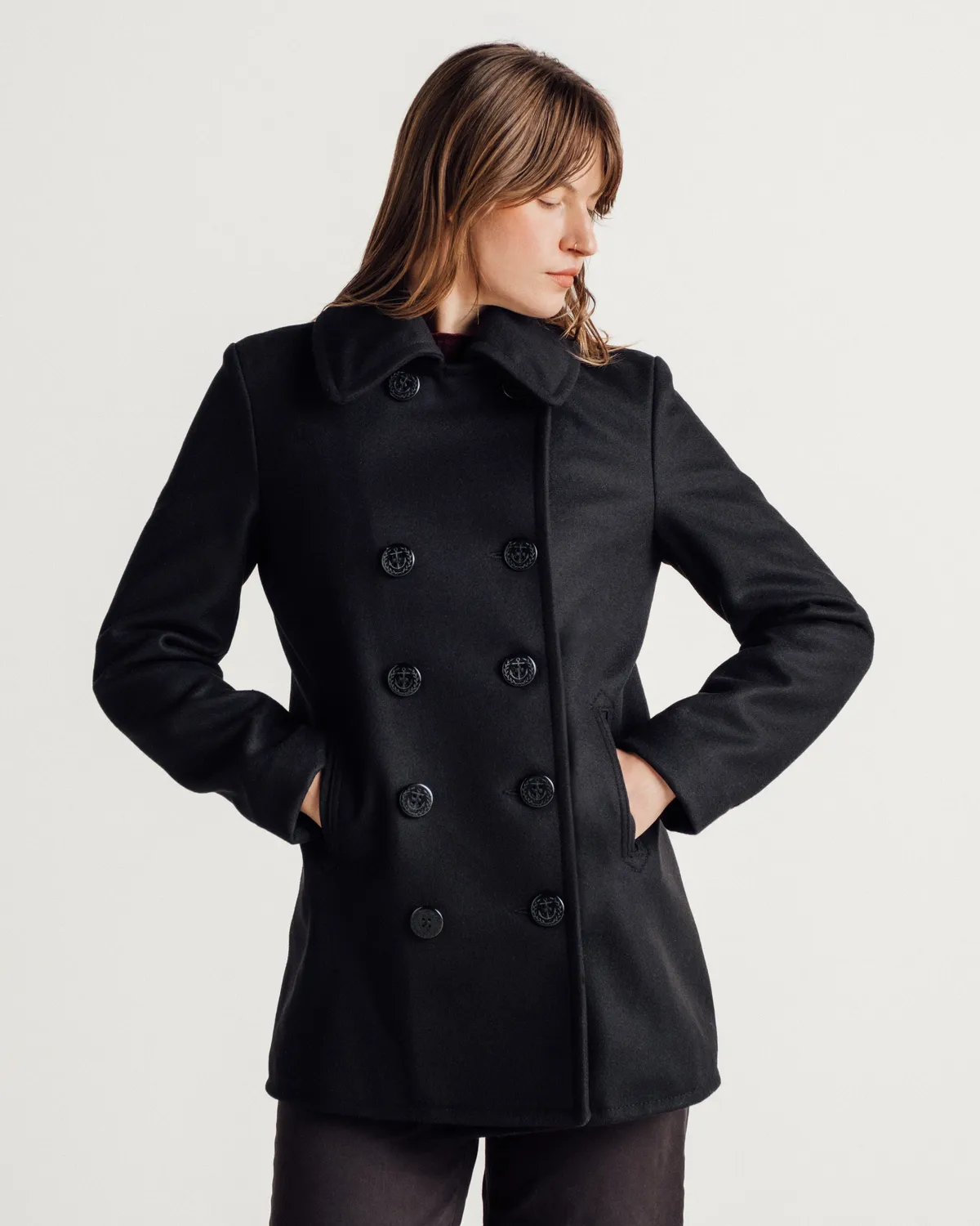 Schott NYC 754W ullkåpe dame navy klassisk