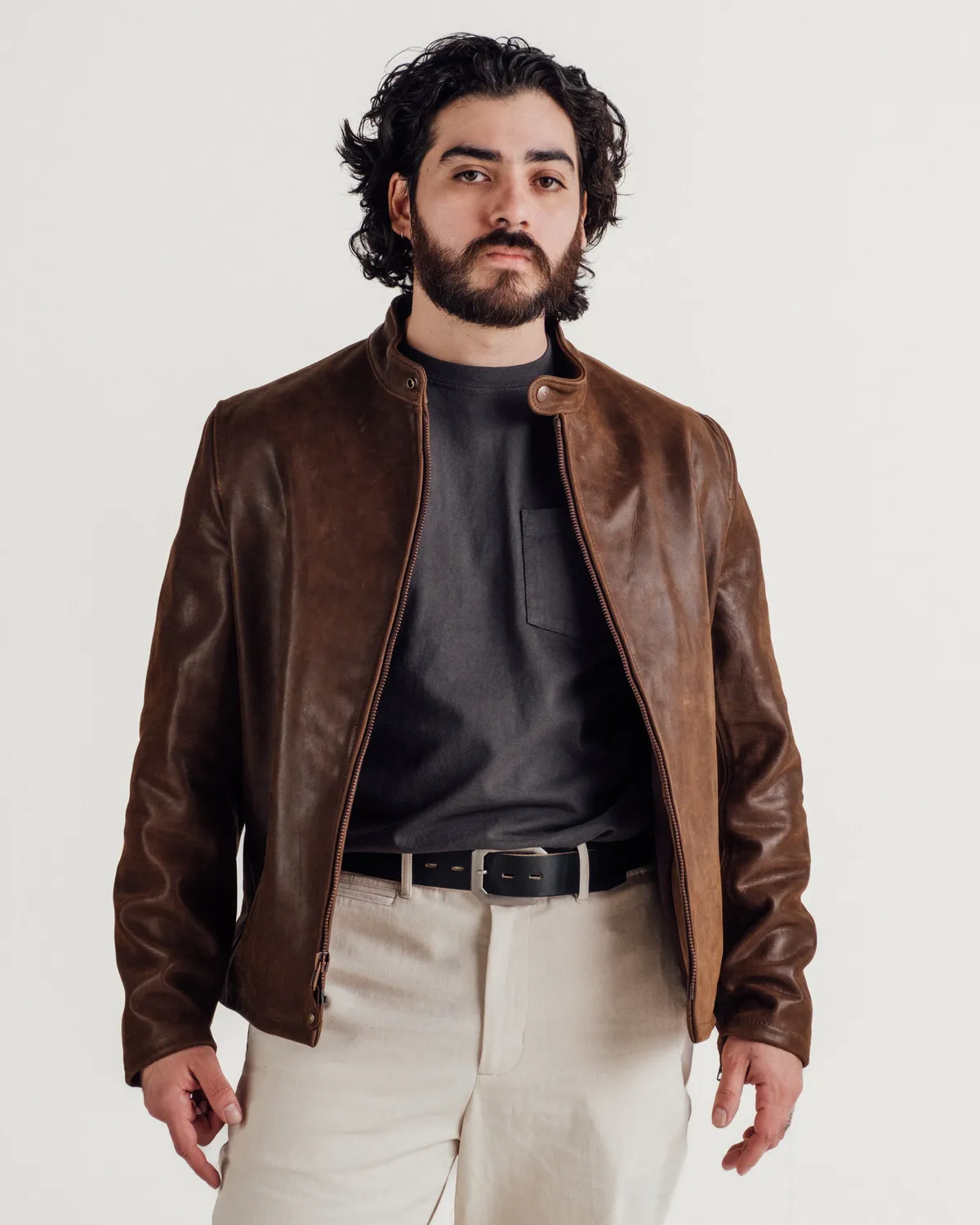 Schott NYC 581 cafe racer jakke brun nubuk