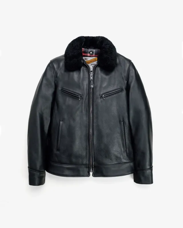 Schott NYC 596 jakke svart saueskinnskrage