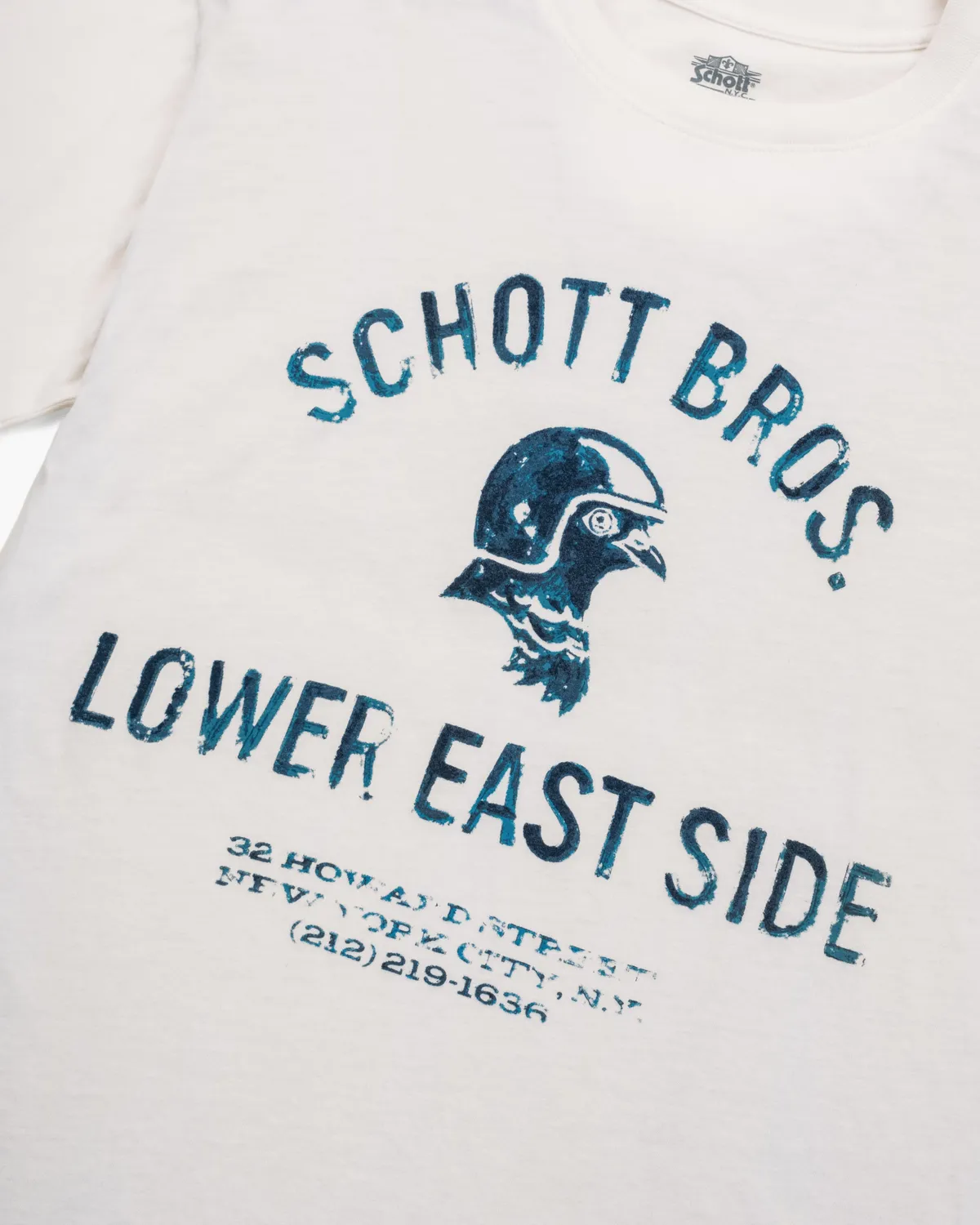Schott NYC TNY56 t-skjorte off white lett bomull